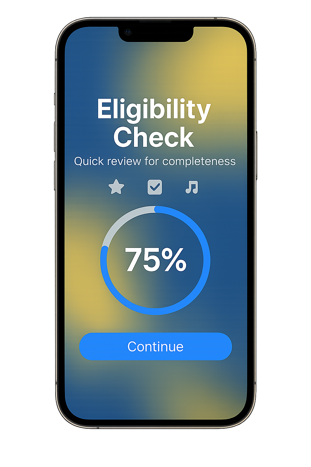 iPhone mockup showing eligibility check status