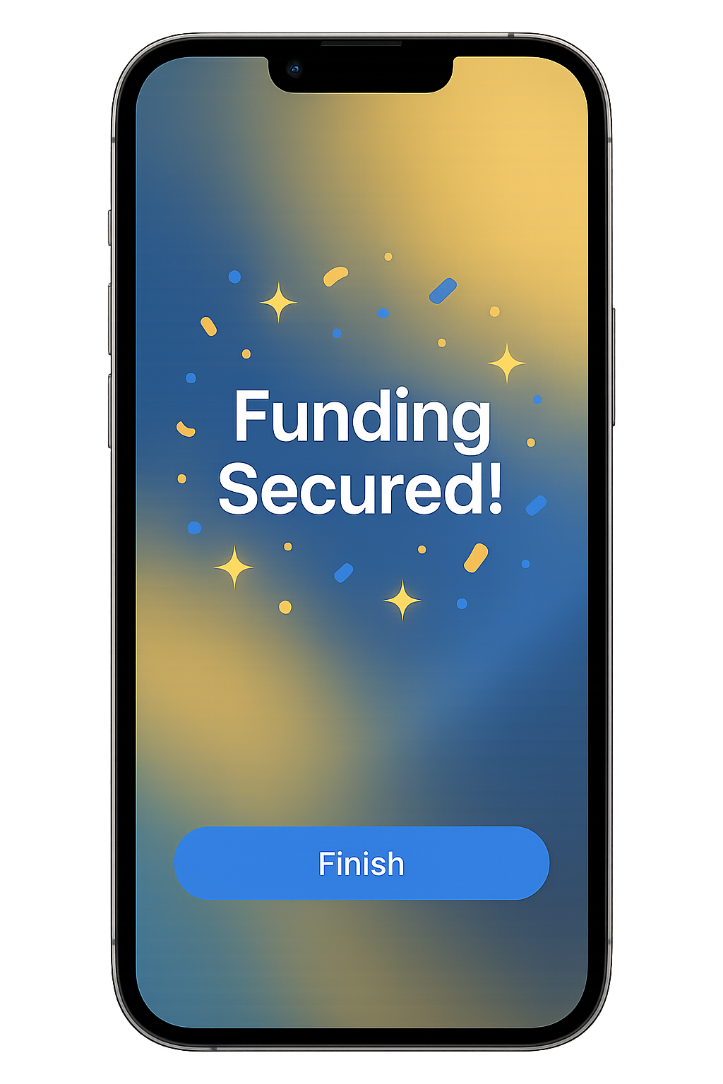 iPhone mockup showing grant funded confirmation