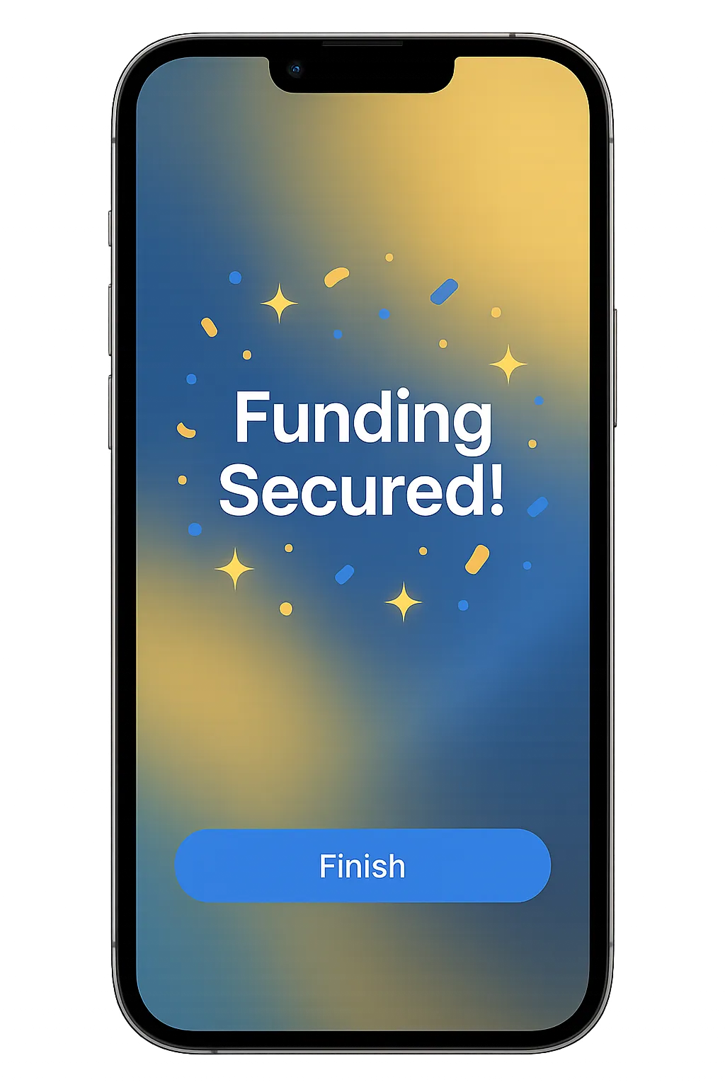 iPhone mockup showing grant funded confirmation
